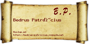 Bedrus Patrícius névjegykártya